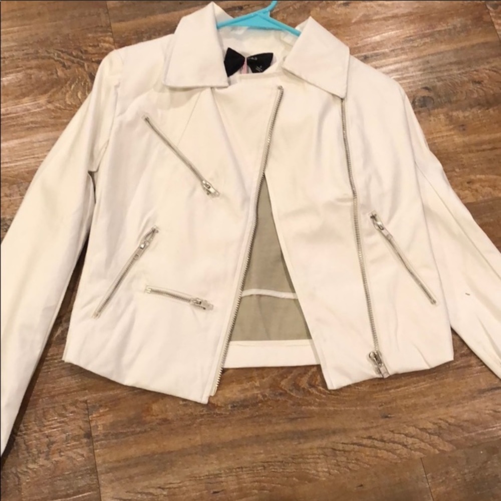 white leather jacket